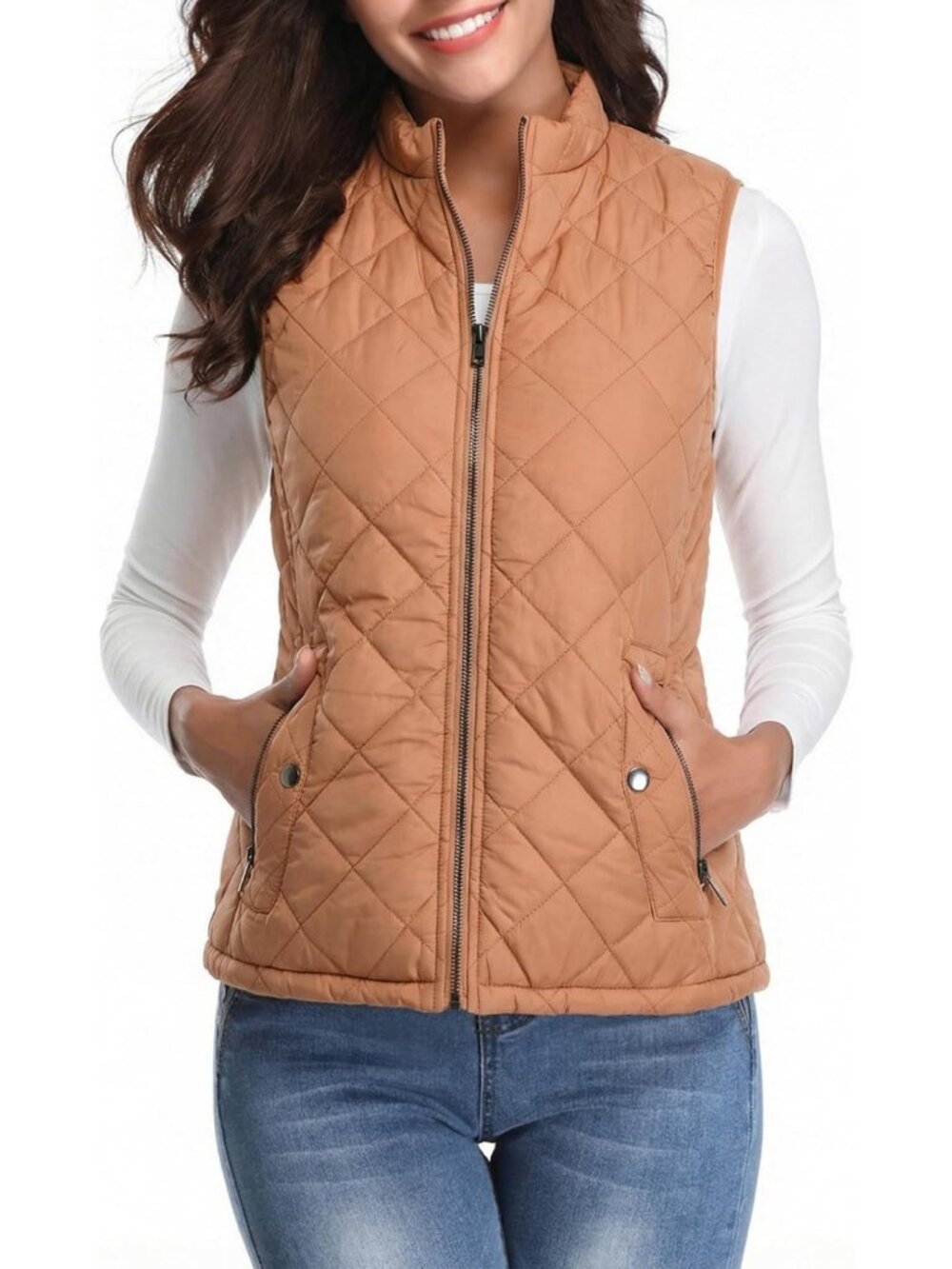 Lightweight Quilted Puffer Vest for Women | Stand Collar Zip Gilet, Stylish